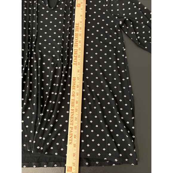 J Jill Wearever Top Women Medium Black Long Sleeve Daisy Slinky Keyhole‎ Pleated - Picture 11 of 12